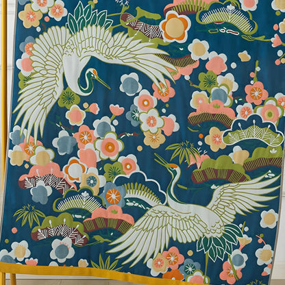 Pure Cotton Bath Towel | Crane & Floral Print