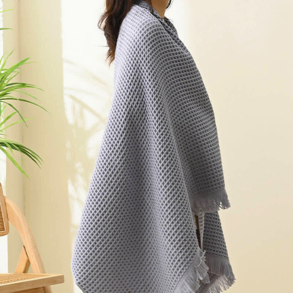 Cotton Waffle Bath Towel | Shawl-Style, 35"x71"