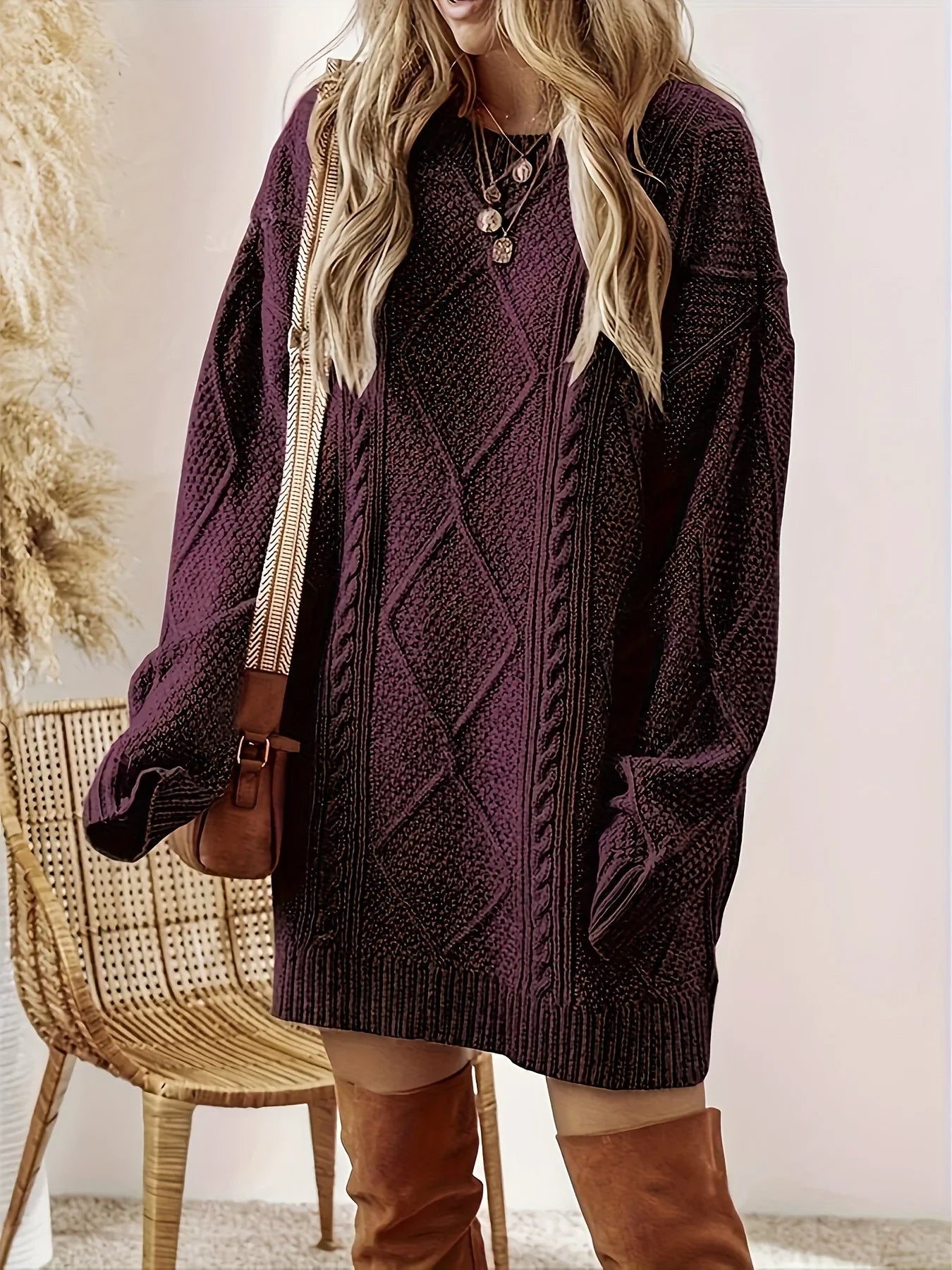 Violette Women's Cable Knit Sweater - close-up detail