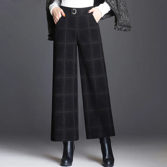 Kaia Women's Plaid Trousers - styled view