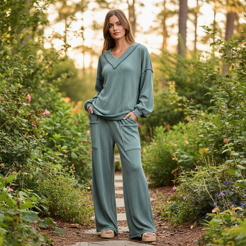 Blair Women's Lounge Set | Cord Rib, Contrast Stitching