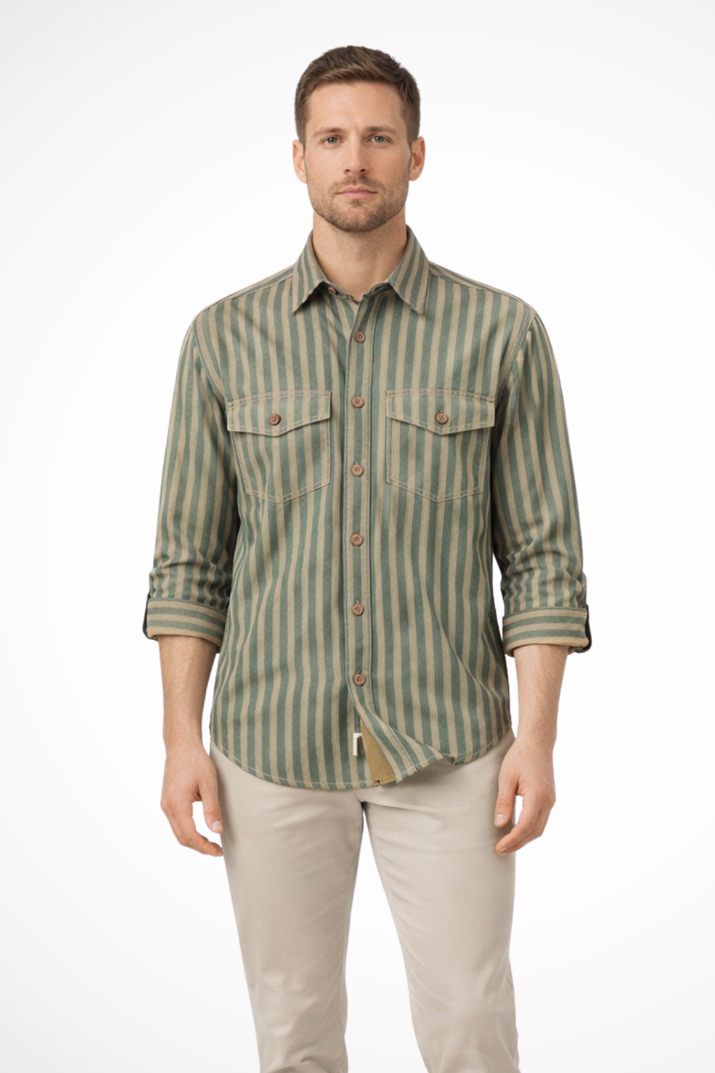 Griffin Men's Striped Blouse - close-up detail