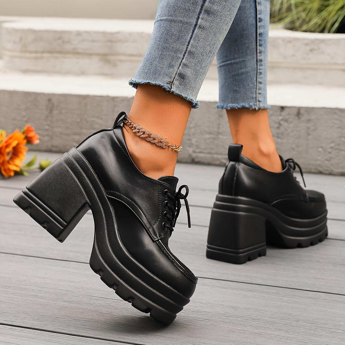 Odette Women's Platform Oxfords - full-length view