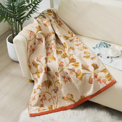 Cotton Gauze Bath Towel | Ginkgo Print, 35"x71"