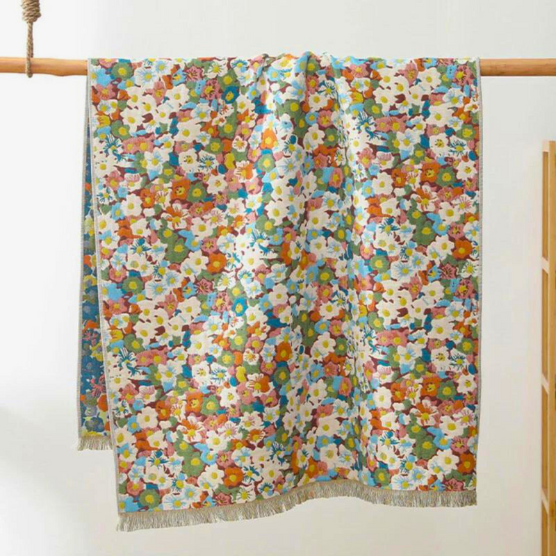 Reversible Cotton Bath Towel | Floral, Quick-Dry