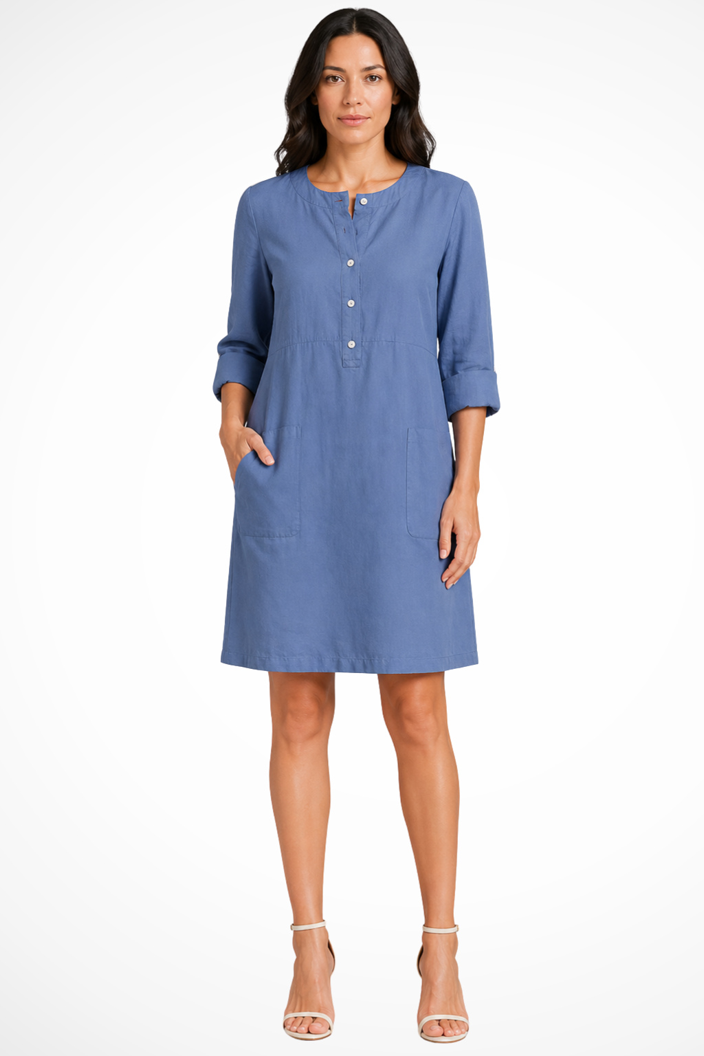 Kira Women's Linen Shirt Dress - front view