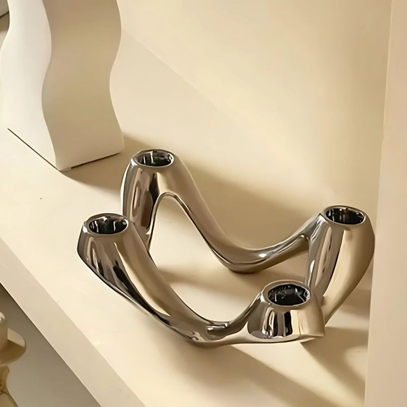 Cosmic Ripple Ceramic Candle Holder