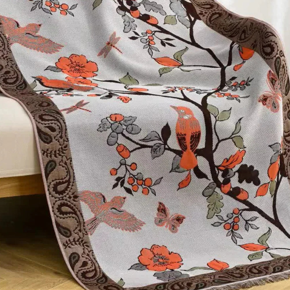 Cotton Bath Towel | Floral & Bird Motif