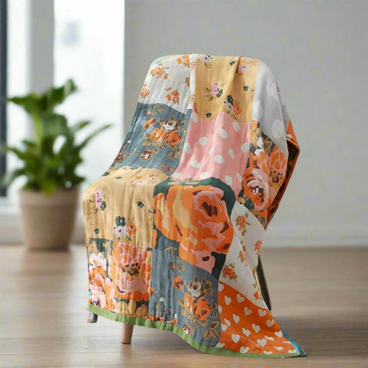 Cotton Bath Towel | Rose Print, Summer-Weight