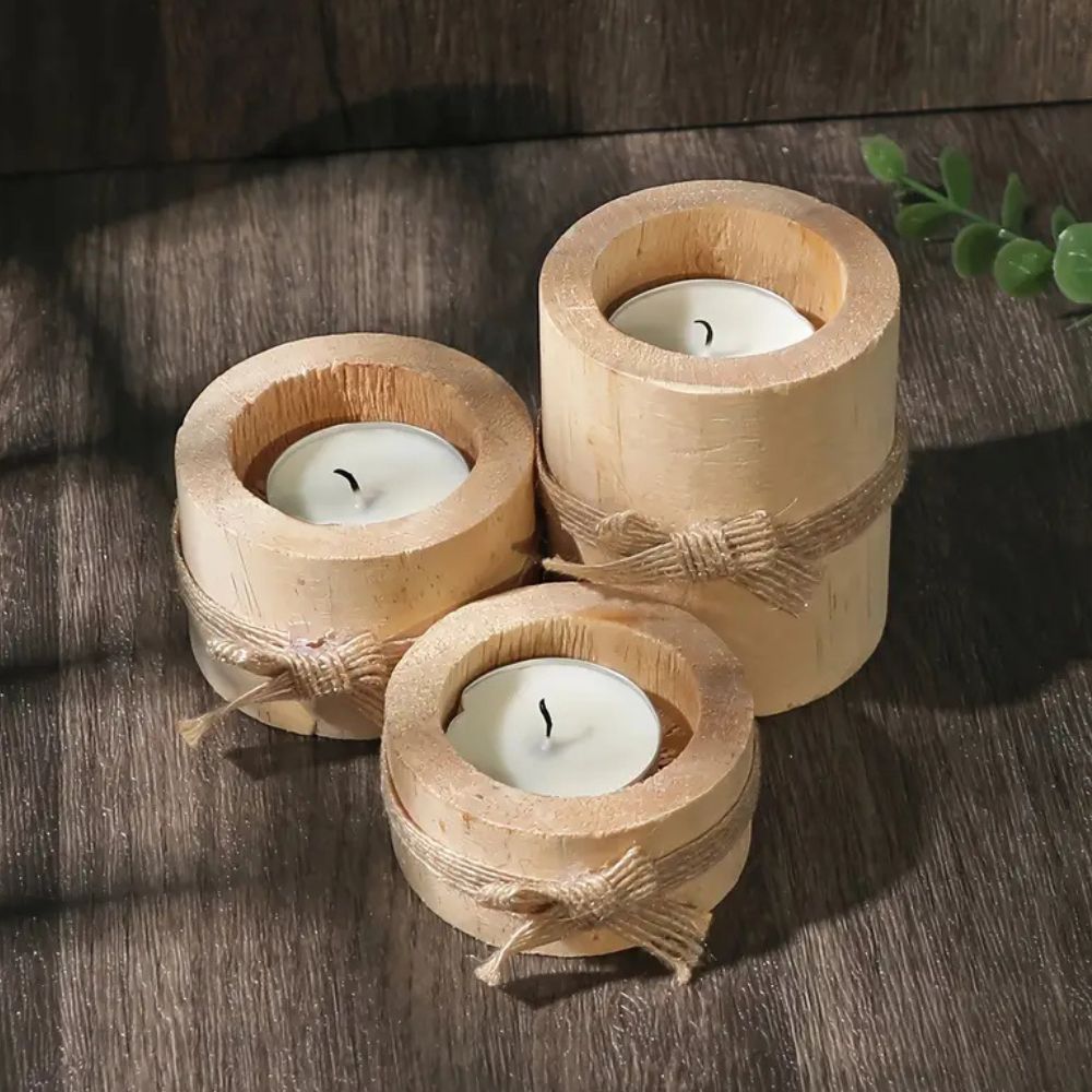 Handcrafted Bamboo Candle Holders | Set of 3