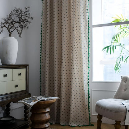 Cottage Petals Tassel Curtain | Cotton-Linen, Semi-Blackout