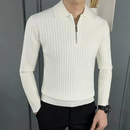 Lila Women's Ribbed Knit Knit Polo - styled view