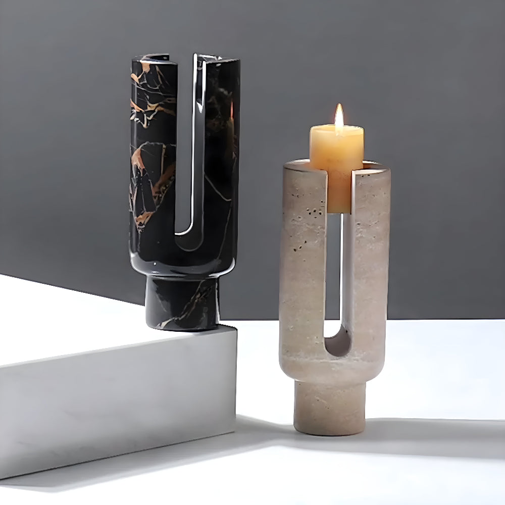 Eclipse Marble Sculptural Candle Holder