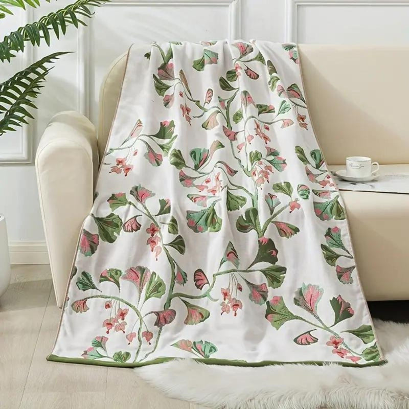 Cotton Bath Towel | Floral Leaf, Knit Weave