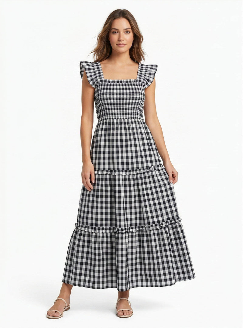 Mabel Women's Plaid Maxi Dress - flat lay