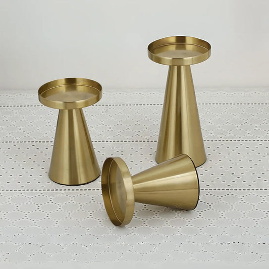 Artisan Brass Candle Holders | Set of 3