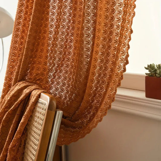Amber Glow Boho Crochet Curtain | Light-Filtering, Rod Pocket