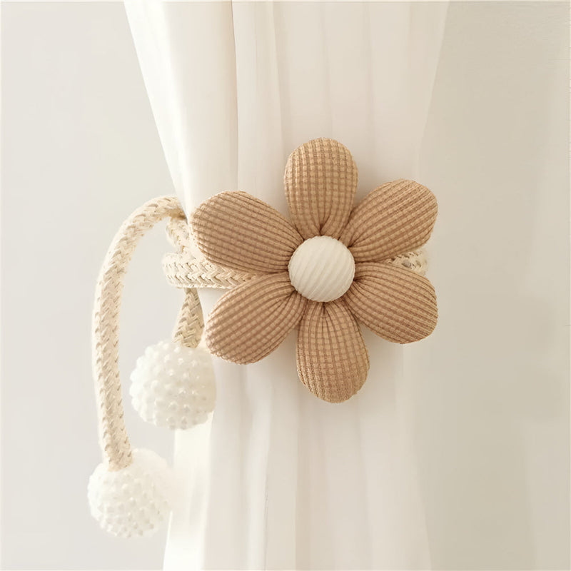 Whimsical Flower Curtain Tie Backs | Pearl Buckle, Embroidered