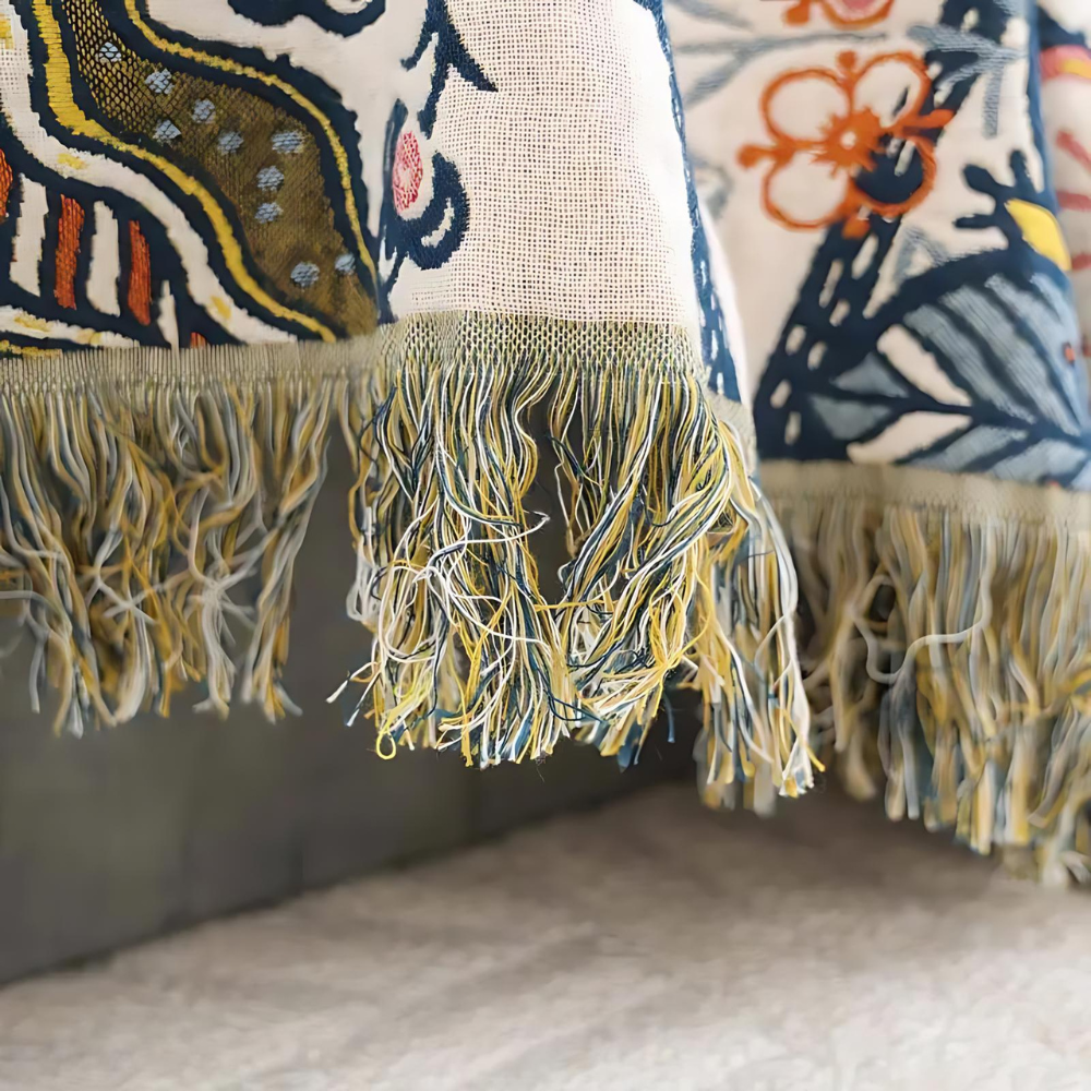 Rustic Artistic Flora Cotton Blanket