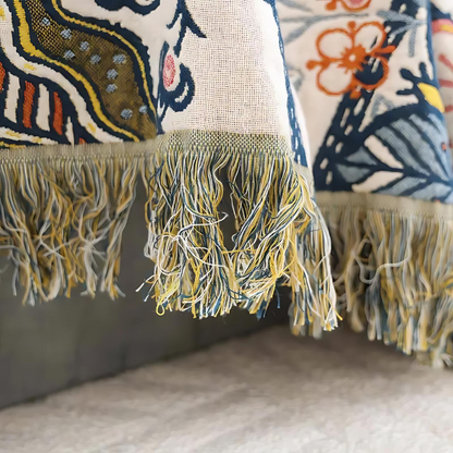 Rustic Artistic Flora Cotton Blanket