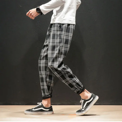Ines Women's Plaid Trousers - close-up detail