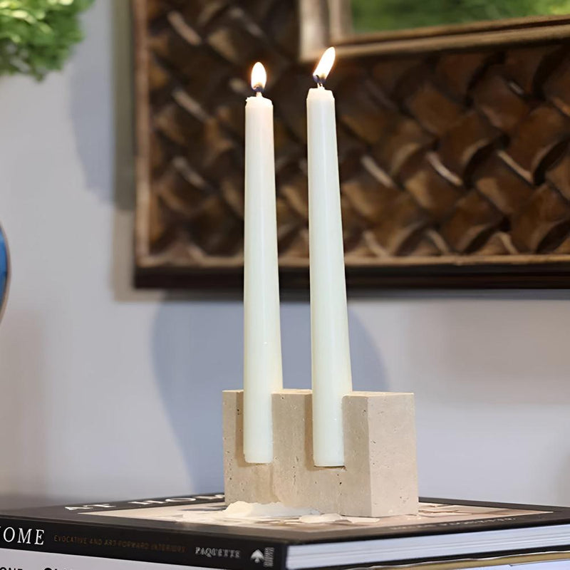Timeless Travertine Stone Candle Stand