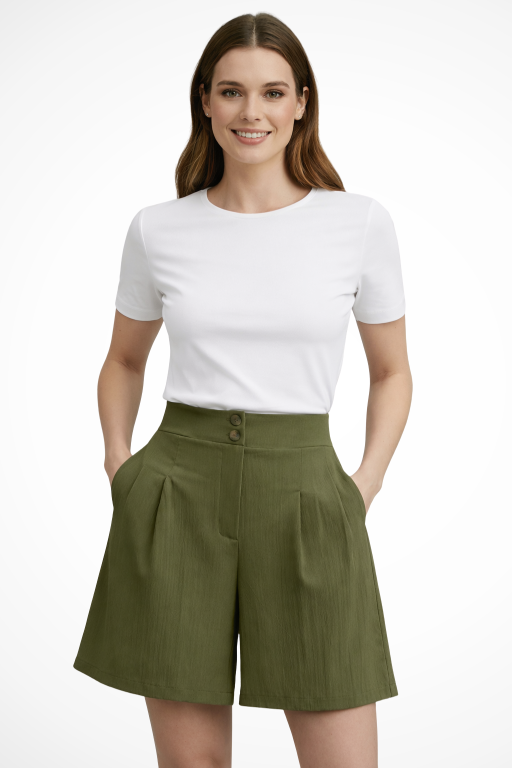 Greta Women's Pleated Shorts - front view