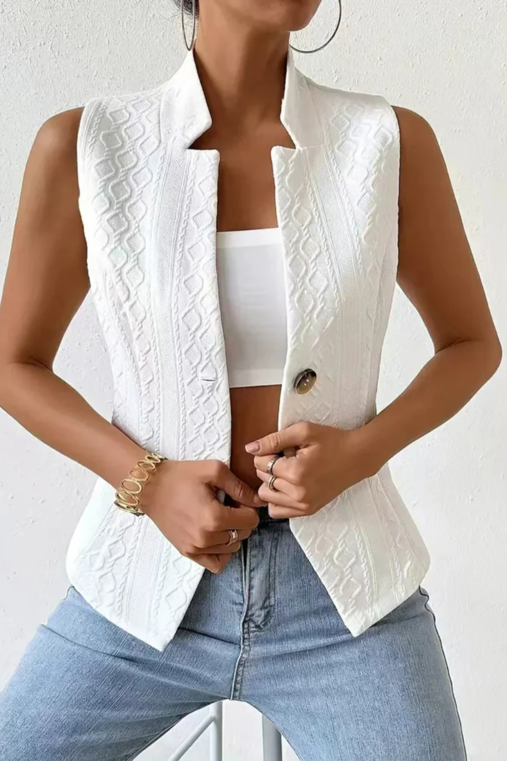 Esme Women's Vest - fabric and finish detail
