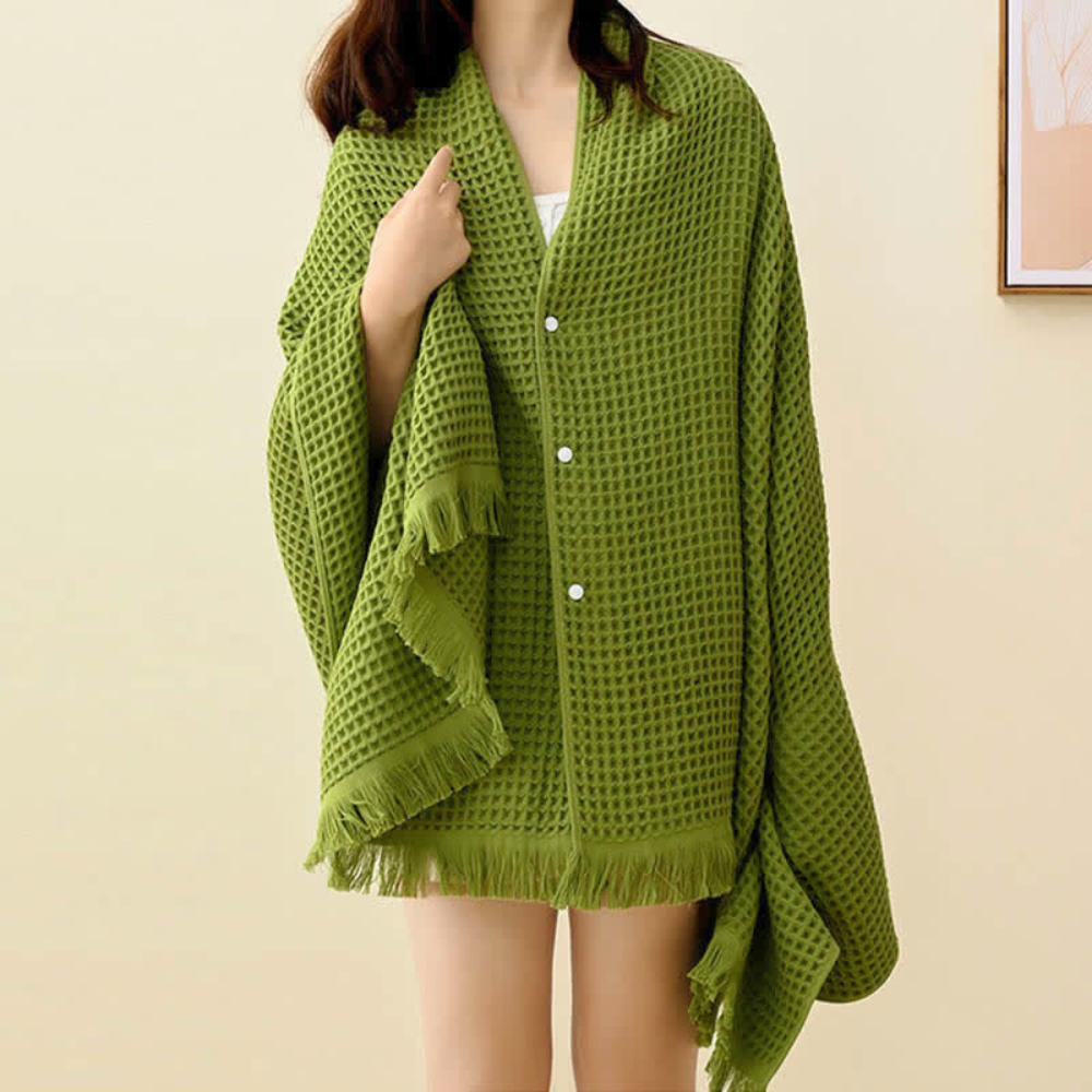 Cotton Waffle Bath Towel | Shawl-Style, 35"x71"