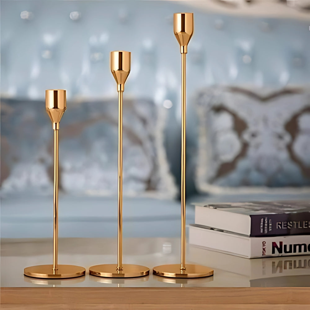 Tall Stainless Steel Candle Holders | Set of 3