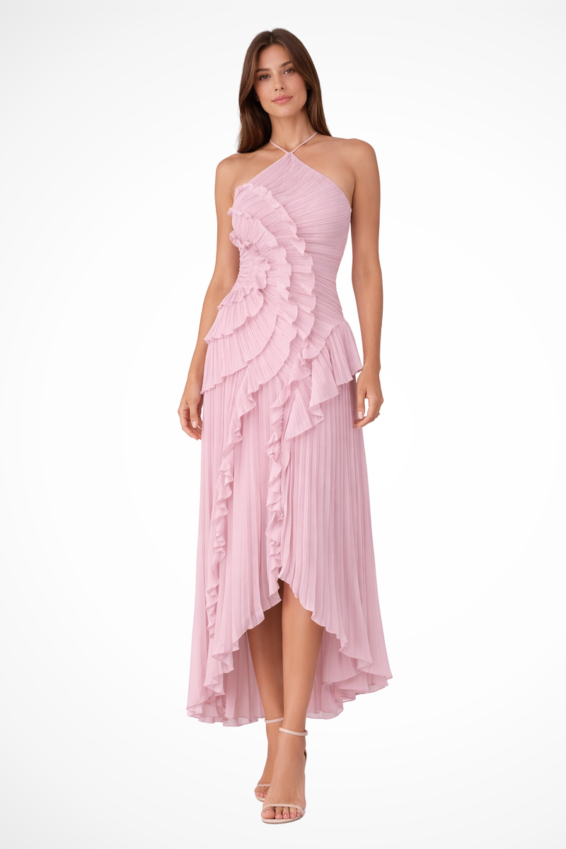Yvette Women's Ruffled Dress | Halter, Backless, Sleeveless
