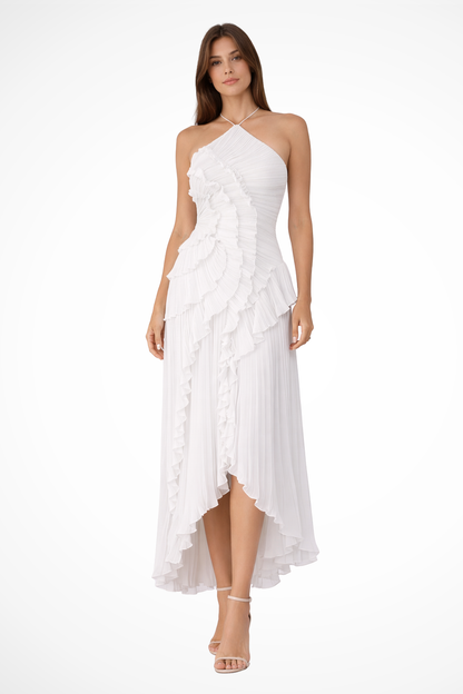 Yvette Women's Ruffled Dress - fabric and finish detail