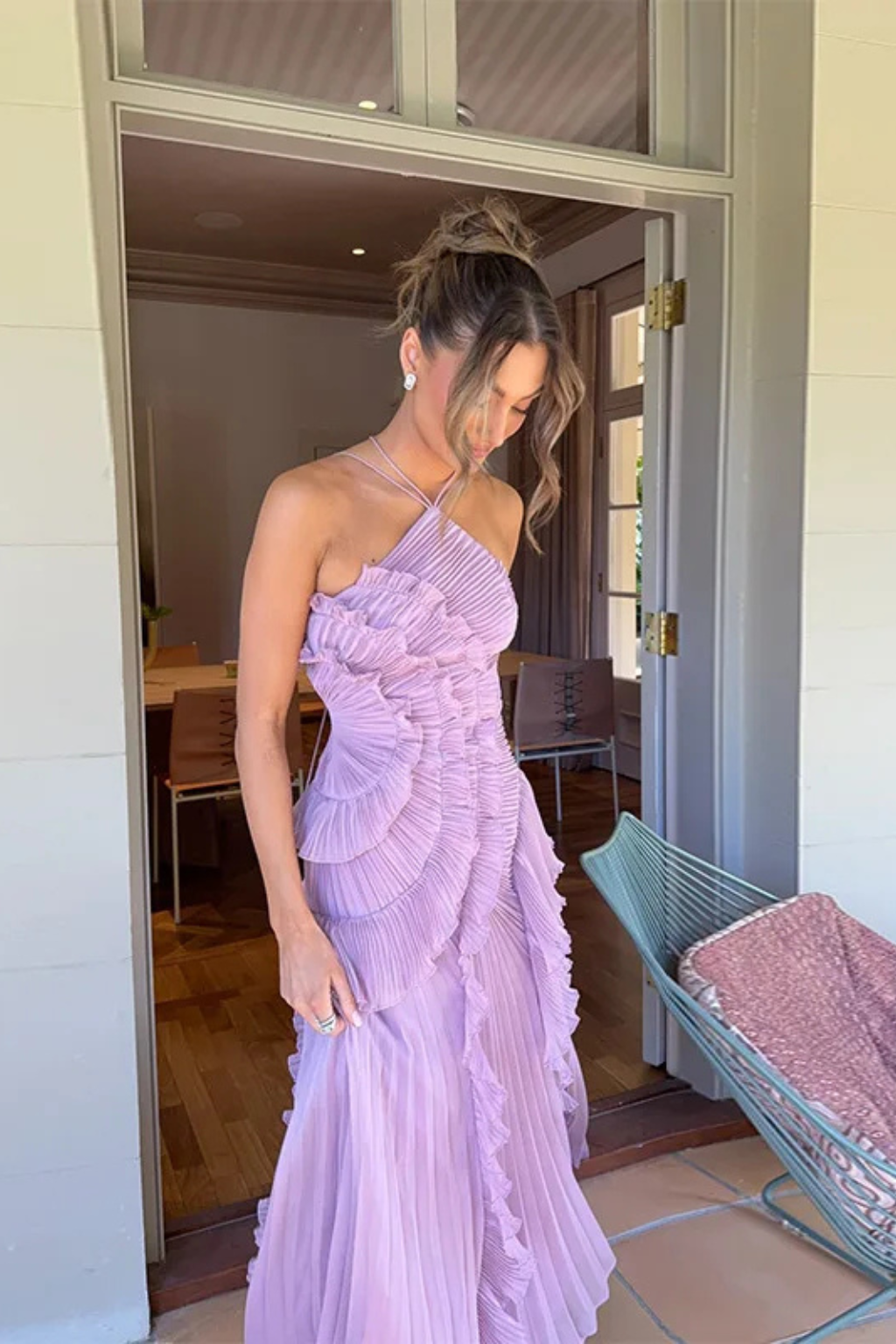 Yvette Women's Ruffled Dress - shown in use