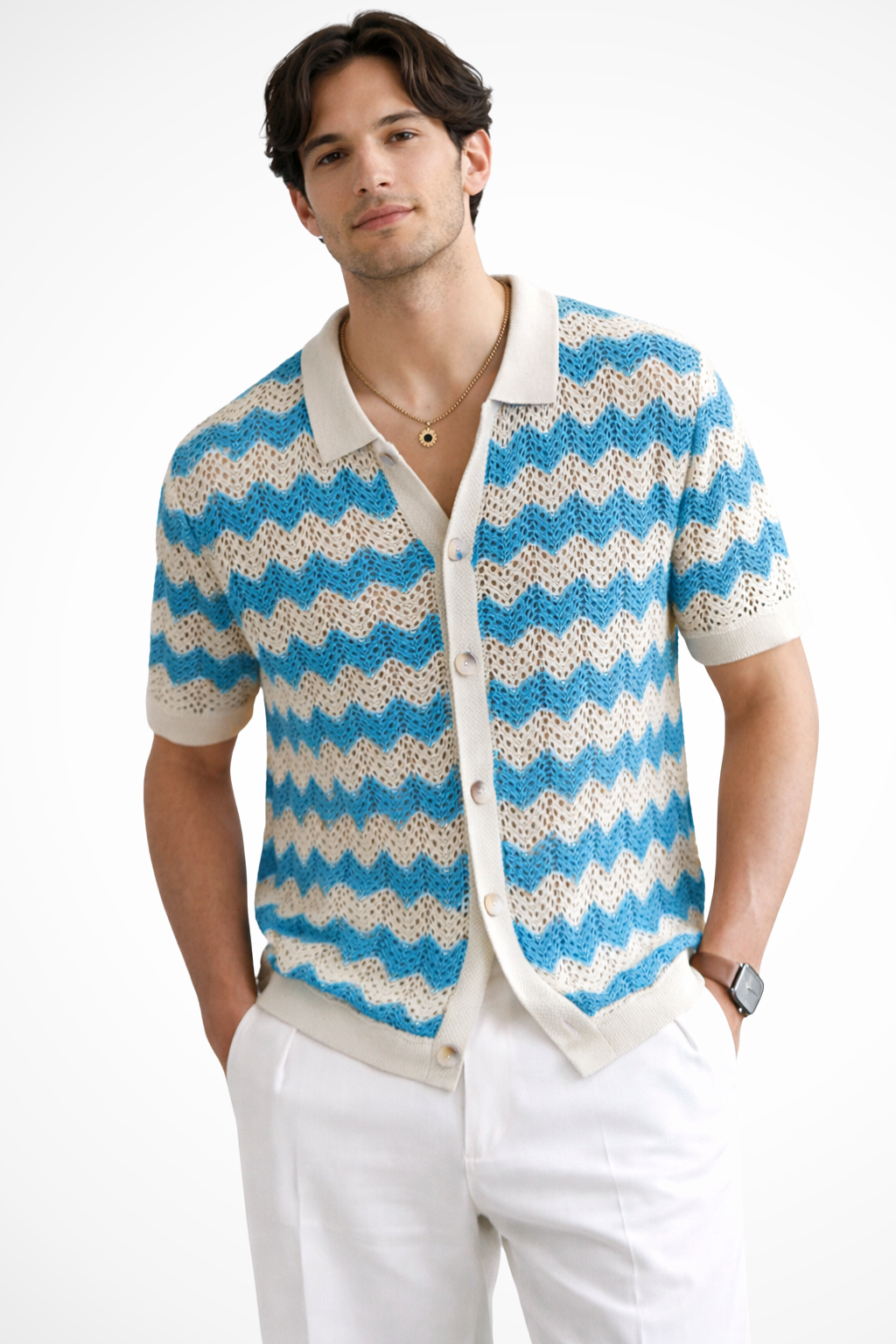 Tristan Men's Crochet Shirt - back view