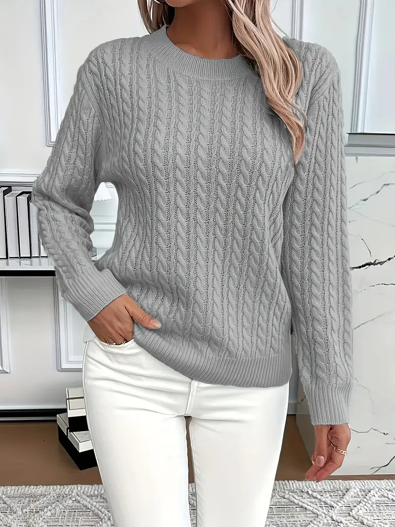 Esme Women's Cable Knit Sweater - fabric and finish detail