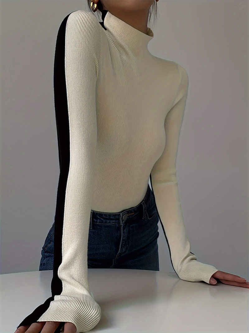 Esme Women's Knit Turtleneck | Contrast