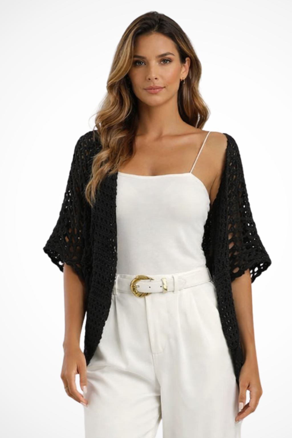 Maya Women's Crochet Cardigan - fabric and finish detail