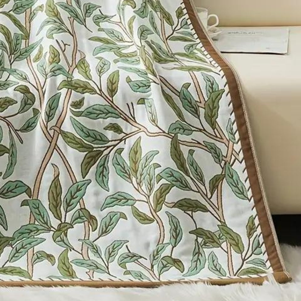 Cotton Bath Towel | Floral Leaf, Knit Weave