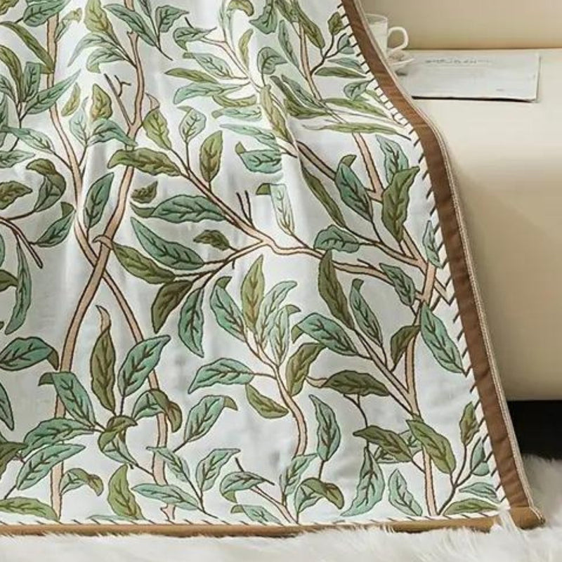 Cotton Bath Towel | Floral Leaf, Knit Weave
