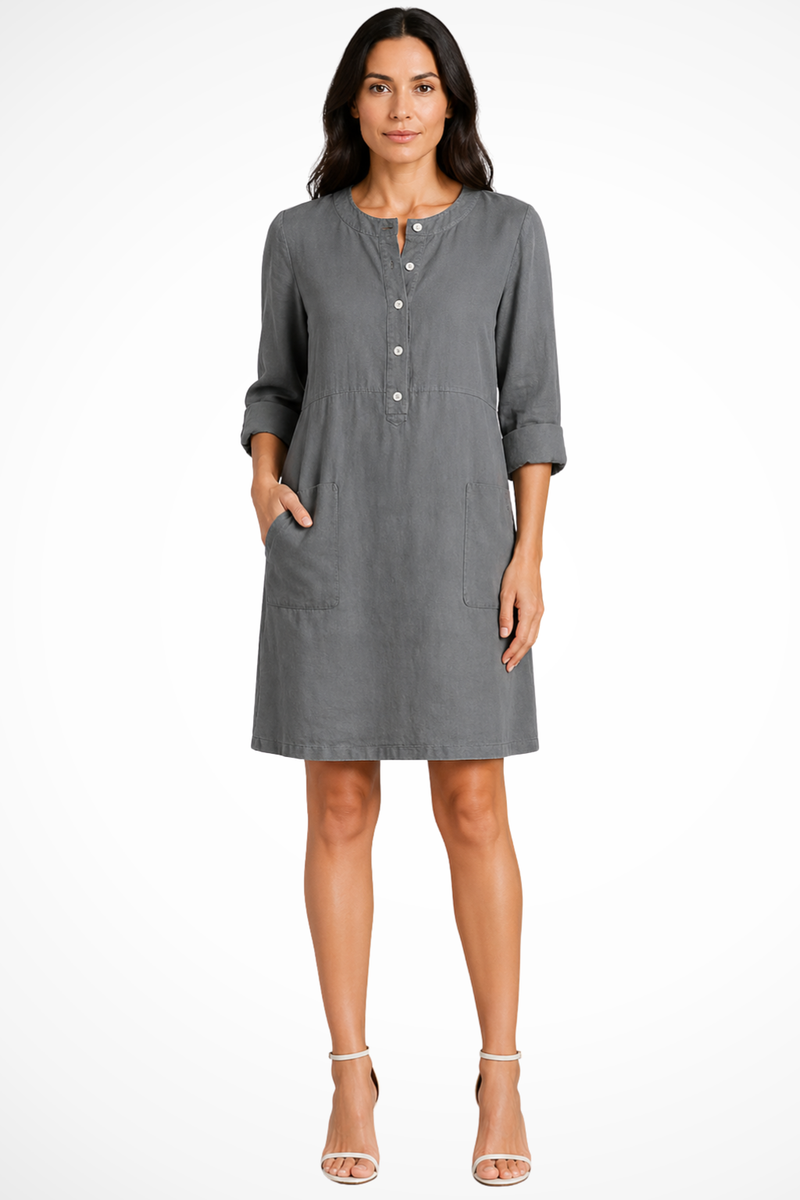 Kira Women's Linen Shirt Dress - flat lay