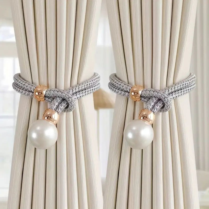 Lustrous Pearl Curtain Tie Backs | Faux Pearl, Adjustable 2-Pack