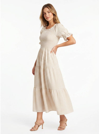 Mabel Women's Plaid Maxi Dress - back view
