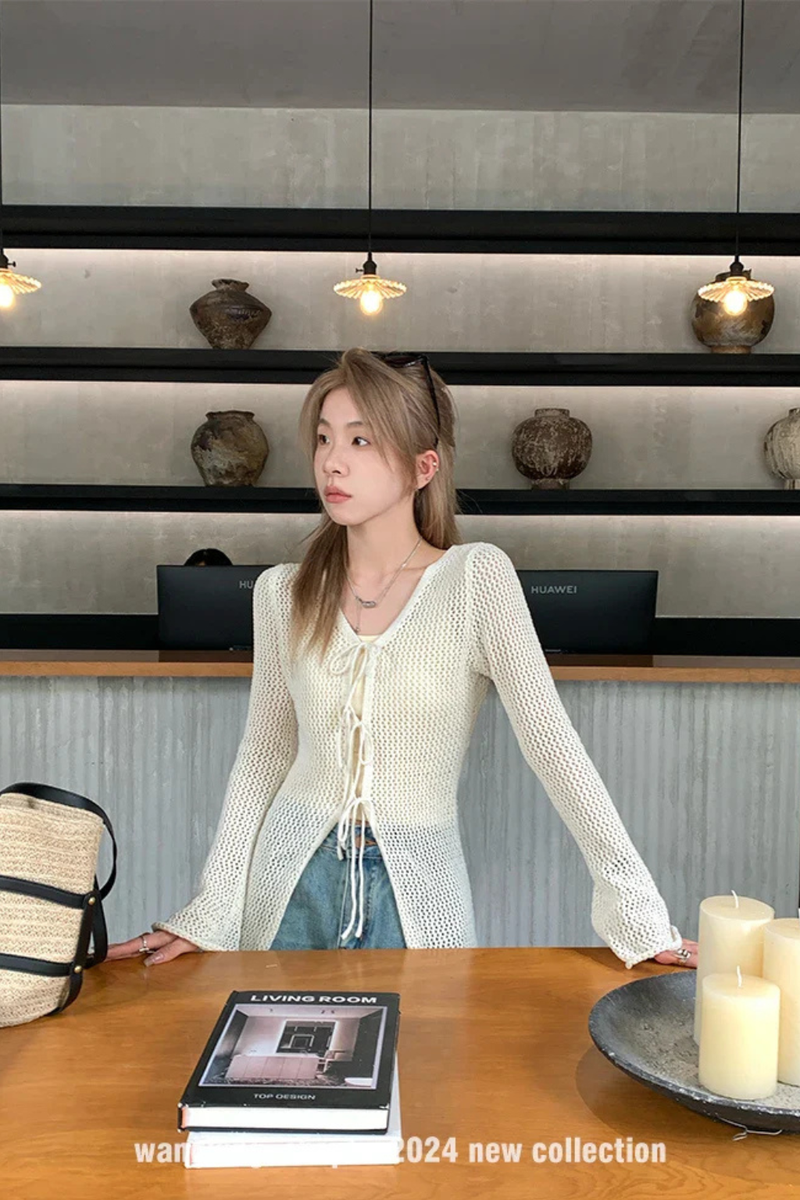 Verity Women's Crochet Cardigan - fabric and finish detail