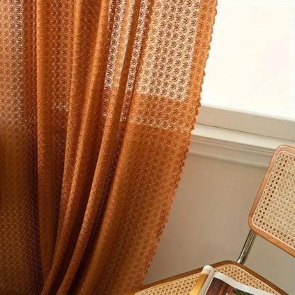 Amber Glow Boho Crochet Curtain | Light-Filtering, Rod Pocket