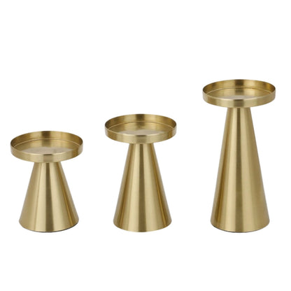 Artisan Brass Candle Holders | Set of 3
