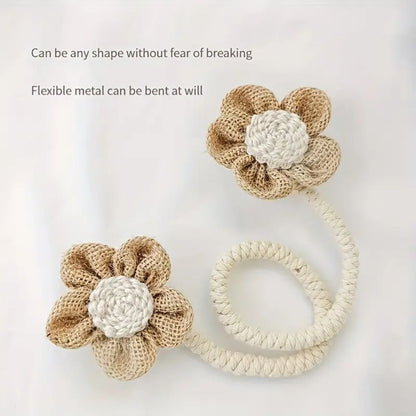 Floral Hemp Curtain Tie Backs | Punch-Free, Durable 2-Pack