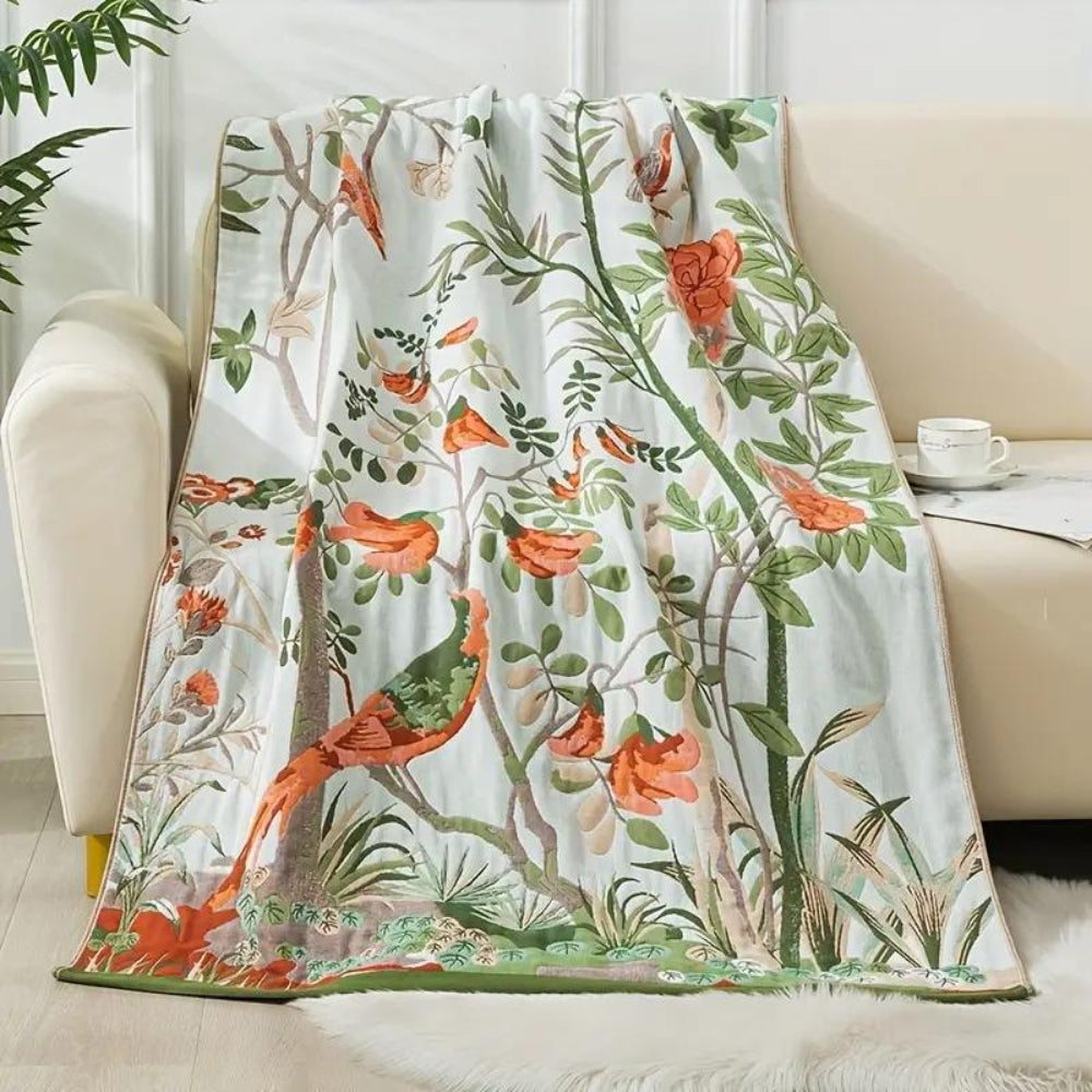 Cotton Bath Towel | Floral Leaf, Knit Weave