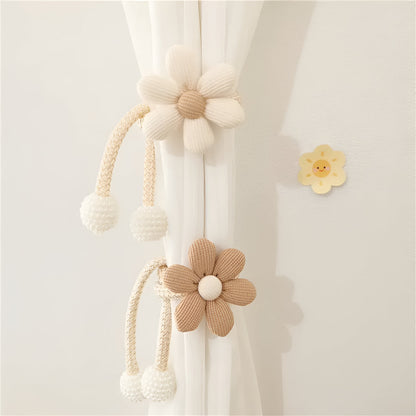 Whimsical Flower Curtain Tie Backs | Pearl Buckle, Embroidered