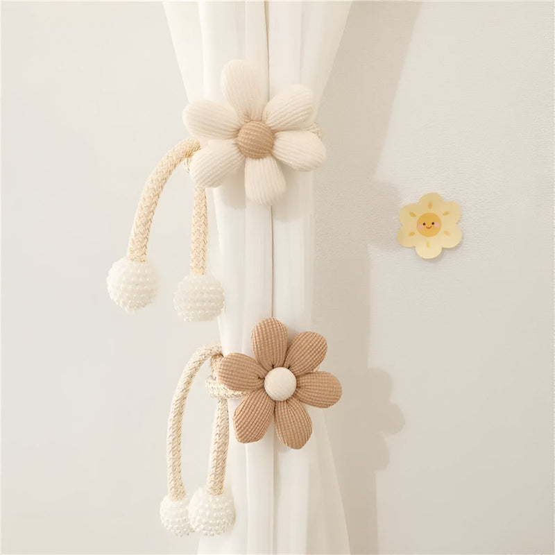 Whimsical Flower Curtain Tie Backs | Pearl Buckle, Embroidered