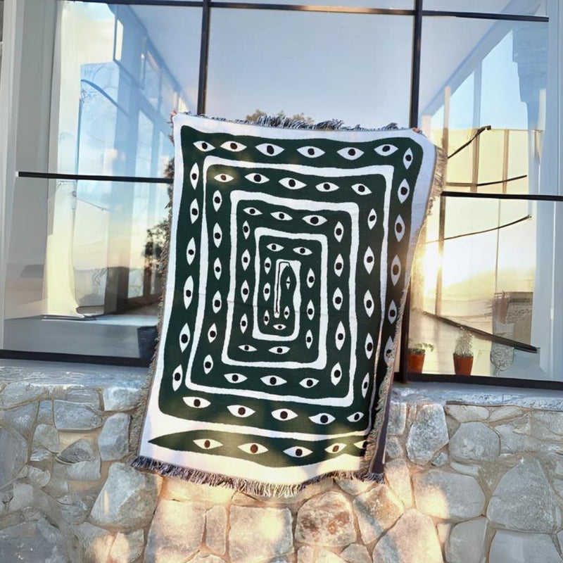 Snake Labyrinth Cotton Throw Blanket